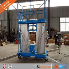 two masts hydraulic aluminum lift man picker aerial lift made in china